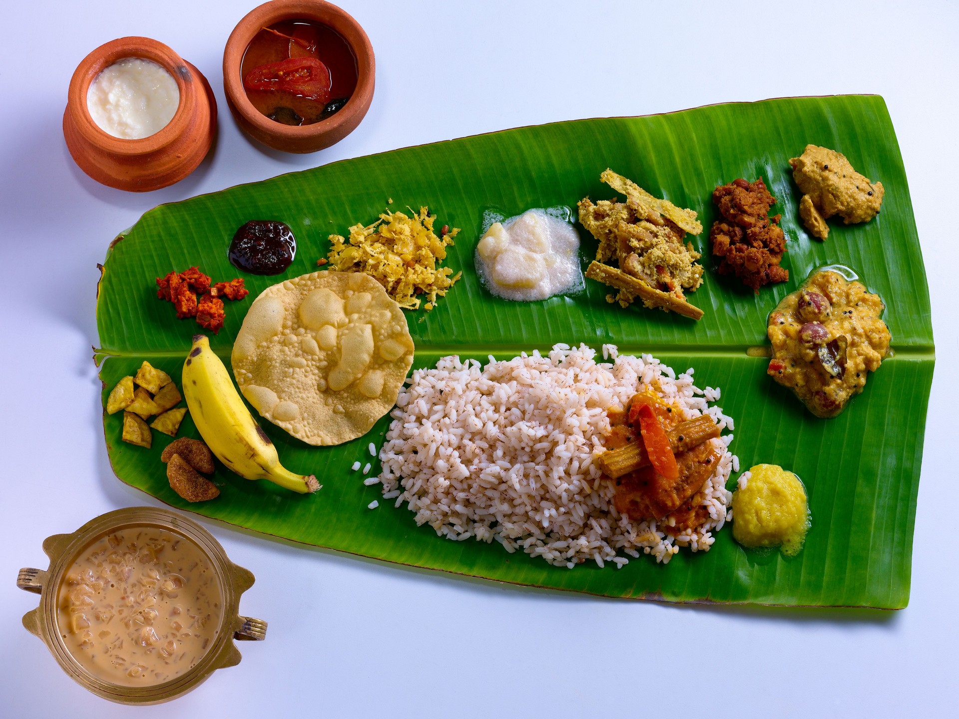Onam Sadya on a banana leaf